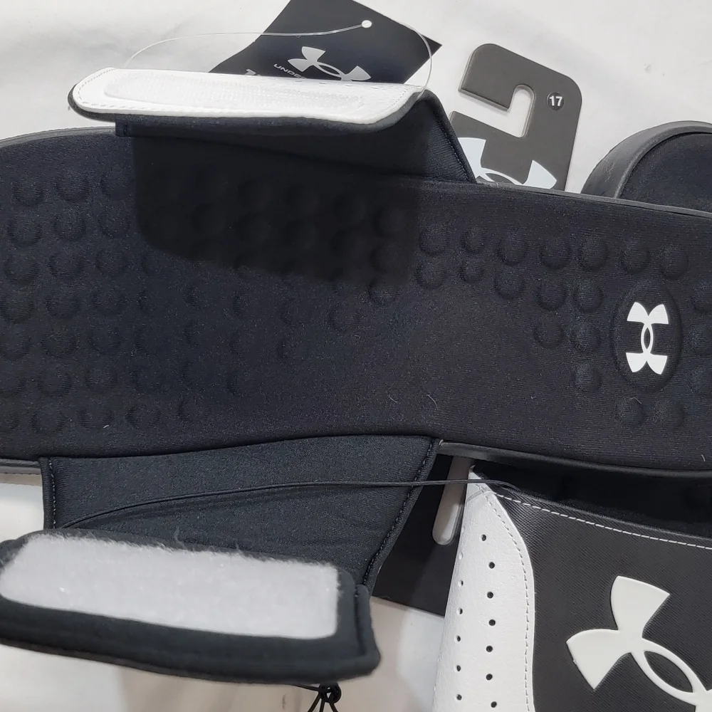 Under Armour Ignite Pro Slide Sandal Slip-on Bkack And White Mens Size 17